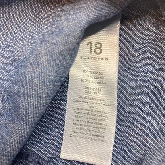 Carter’s Chambray Short Rolled Cuff Sleeves button up 18 months Girls Shirt - Picture 5 of 5